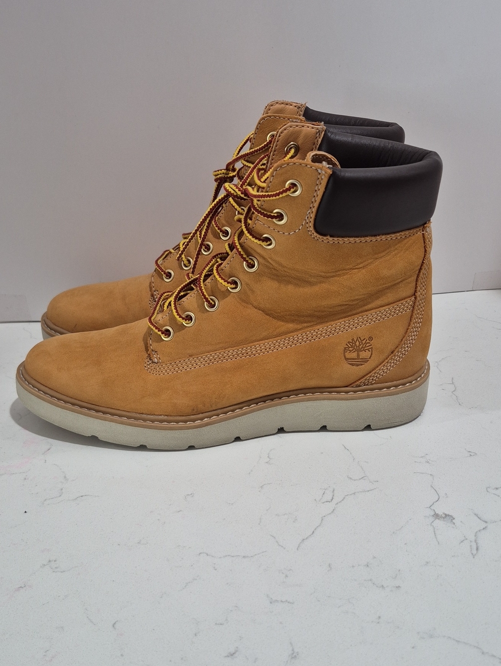 Timberland Wheat Nubuck Womens Lace-Up Padded Collar Boots